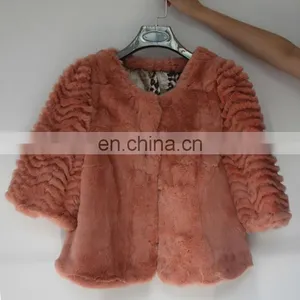 2013 Stylish Pink Rabbit Fur Coat for Women thumbnail-1