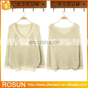 Ladies Crocheted Long Sleeve Pullover Cable Knit Sweater thumbnail-1
