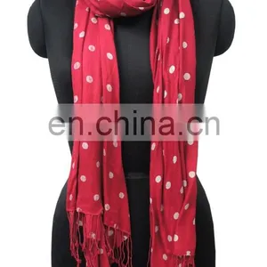 Silk Printed Shawl With Polka Dot thumbnail-1