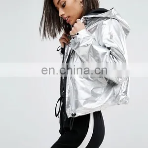 High Quality Female Fashion Design Ladies Hoody Metallic Jackets Women Outdoor Long Sleeve Jackets Facotry thumbnail-2