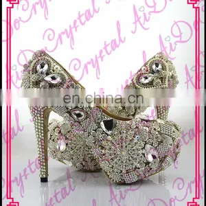 Aidocrystal Custom Wedding High Heels Crystal Studded Wedding Shoes Prom Shoes thumbnail-1