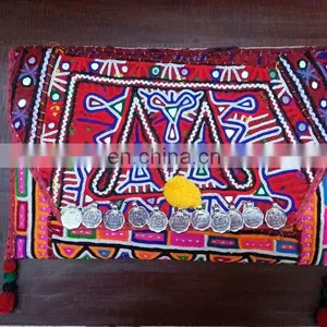 OLD RABARI HAND EMBROIDERY MIRROR BANJARA TRIBAL RARE ETHNIC KUCHI BAG thumbnail-1