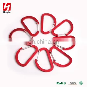 Shiny Red Aluminum Alloy D Shape Carabiner, Key Chain Clip Hook thumbnail-1