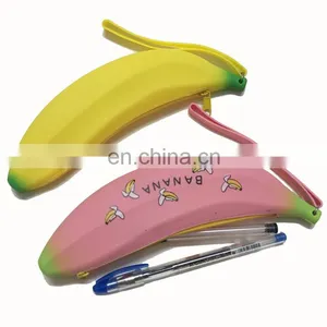 Novelty Cosmetic Pen Stationery Fruit Banana Pencil Bag Silicone Zipper Pouch Fashion Lady Coin Purse thumbnail-6