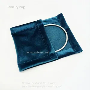 Custom Mini Embroidery Envelope Flap Gift Dust Button Jewelry Velvet Bag With Satin Lining thumbnail-1