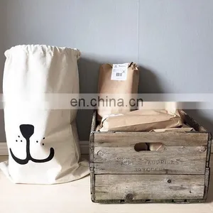 Hot Sale Canvas Toy Storage Bags Cotton Laundry Bags Clothing Drawstring Bags Accessory for Toy Tent of Kids Room thumbnail-6