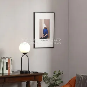 Dimmable LED Desk Lamp,Glass Globe Metal Table Lamp,Wireless Charging&USB Charging Ports thumbnail-2
