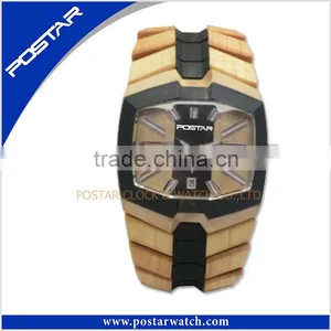 Custom Logo High Quality Natural Wood Made Square Case Watch for Men thumbnail-1