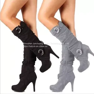 Warm Winter Women Fashion Over The Knee High Heels Boots Stretch Slim High Boots Shoes Size 34-43 thumbnail-1