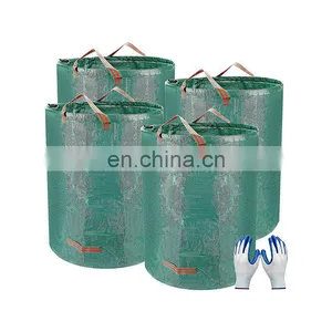 Heavy Duty 120L Reusable Hard Bottom Yard Lawn and Leaves Green Garden Waste Bag thumbnail-1