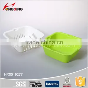 Dishwasher Safe Plastic Square Double Layer Collapsible Colander thumbnail-3
