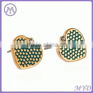 Copper/brass Heart Shaped Enamel Stud Earrings For Ladies thumbnail-1