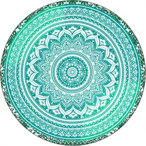 Microfiber Round Beach Blanket - Oversized Teal Green Mandala Circular Beach Towel for Women, Quick Dry Sand Free Bohemian Roundie for Pool, Swim thumbnail-1