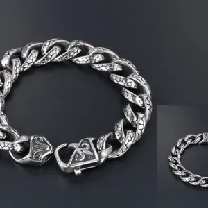 Stainless Steel Leopard Print Bracelet for Men,Titanium Steel Cast Bracelet, Retro Hiphop Jewelry Gift to Husband Father Dad thumbnail-4
