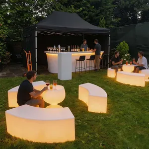 IP65 Waterproof LED Glow Furniture Set 16 Dimmable Colors Outdoor Luminous Sofa Table For Bar Hotel Garden Party thumbnail-5