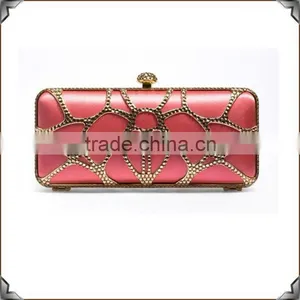 Pink Box Shape Crystal Studded Ladies Evening Bags Crystal Clutch thumbnail-1