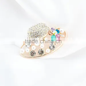 Beautiful Hat Crystal Rhinestone Brooch Hollow Out Brooch thumbnail-3