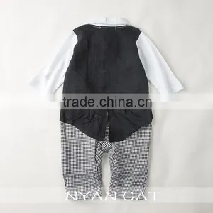 2016 Hot Sale Spring & Autumn Kids Clothes Gentleman Organic Cotton Fake 2pcs Jumpsuits 2 Color Handsome Boy Kids Rompers thumbnail-5
