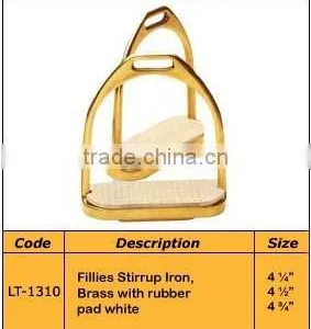 Fillies Stirrup Iron, Brass With Rubber Pad White, Horse Stirrups- Horse Ridding Products thumbnail-1