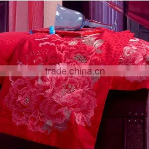Chinese Element Embroidery Jacquard Red Bedding Set for Wedding thumbnail-6