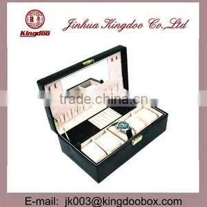 Jinhua Supplier Large Rectangular Wooden MDF PU Leather Watch Box With Mirror thumbnail-2