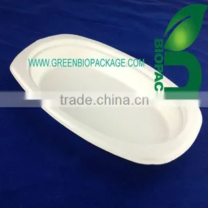 Biodegradable and Disposable Sugarcane Pulp Ellipse Plate thumbnail-1