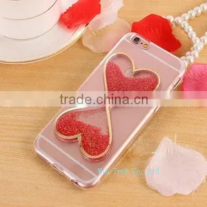 Fasion Designed 3D Heart-Shaped Quikcksand Cell Phone Case, Transparent Soft TPU Cover for Iphone 6/6s thumbnail-1