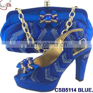 CSB5114 New International Trends Fashion Style African Design High Heel Shoes Matching Bag With Stone thumbnail-1