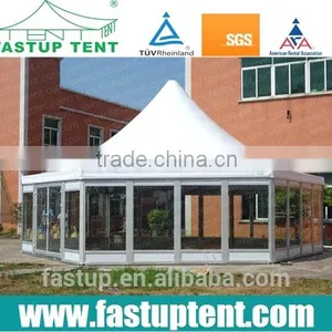 Pagoda Design Glass Wall Hexagon Tent, Hexagonal Gazebo thumbnail-1