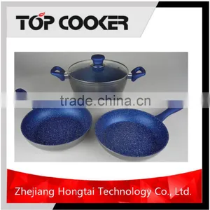 4pcs Forged Aluminum Living Stone Blue Marble Cookware Set thumbnail-3
