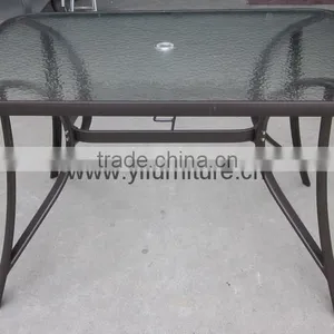 Outdoor Modern Design Long Narrow Tempered Glass Table for Coffee Shop Garden YT37 thumbnail-3