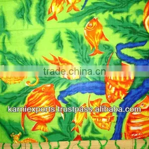 VISCOSE PAREO 110X180CMS. WITH FRINGAGE PRINTED BEACHWEAR PRINTS JODHPUR PAREOS JAIPUR PRINTS PAREOS BEACHPAREO Floral &seaprint thumbnail-5