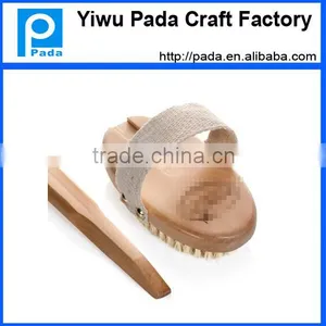 Wooden Bath Brush With 100% Natural, Dry Body Brush With Long Curved Handle thumbnail-3