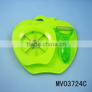 3PCS/APPLE PLASTIC BOARD FLEXIBLE+STAINLESS STEEL APPLES+CERAMIC PEELER I/C PLASTIC HANDLE CUTTER thumbnail-1
