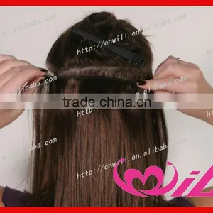 Fashion Human Hair Clip in Extensions Virgin Brazilian Clip in Human Hair Extensions thumbnail-1