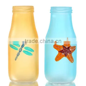 Hand Drawing Frosted Color Glass Vase thumbnail-1