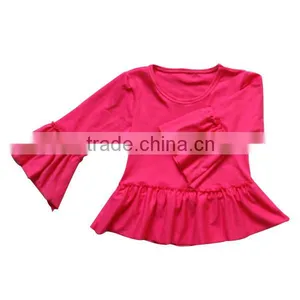 Wholesale 2016 Single Big Ruffle Sleeve and Hem Girls Colorful Baby Girls Shirts Boutique Fall Season Baby Tee Shirts thumbnail-5