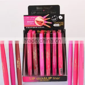 Music Flower Dual Purpose Lipstick&Lip Liner 12 Colors Waterproof Long Lasting Bright Colorful Lipstick Stick Set thumbnail-2