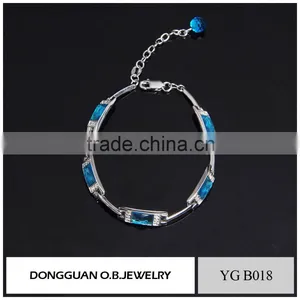 Fashion Blue Glass Jewelry Bracelet Brass Bangle Bracelet With Wholesale Price thumbnail-1