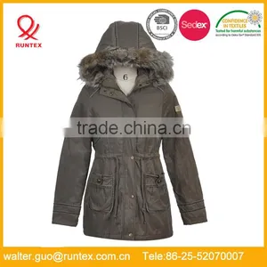 Ladies Casual Padded Jacket With Detachable Fake Fur in Hood RLJ060 thumbnail-1