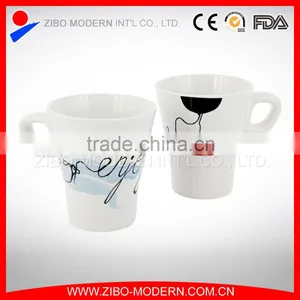 12oz White Color V Shape Ceramic Coffee Mug for Promotion thumbnail-1