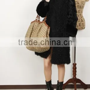 Fashion Lady's Lamb Coat for Women With Fur Trim LC96 thumbnail-2