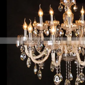 Golden Round Crystal Candle Chandelier thumbnail-2