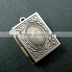19x26mm Vintage Style Antiqued Silver Brass Book Shape Sqaure Photo Locket Pendant Charm DIY Supplies 1193002 thumbnail-2