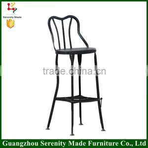 Vintage Industrial Metal Bar Stool High Chair With Backrest thumbnail-1