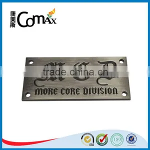 2015 New Design Debossed Zinc Alloy Brushed Gunmetal Jeans Metal Label thumbnail-2