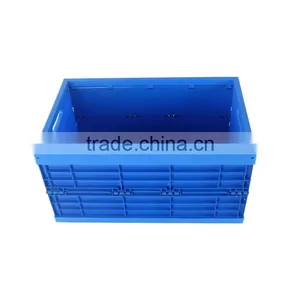 Plastic Turnover Storage Folding Box With Hinged Lid Vegetable Crate Folding thumbnail-1