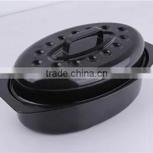Best Kitchen Tool Oval Enamel Microwave Baking Pan With Lid thumbnail-1