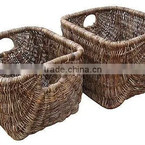 2012 Nice Style/2pcs Four-cornered Shape Planter/solid Rattan Frame/water Hyacinth/natural Material Planter/basket thumbnail-1