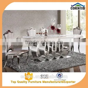 Audi Shape Royal Stylish Rectangular Design Stainless Steel Base Luxury Dinning Table thumbnail-1